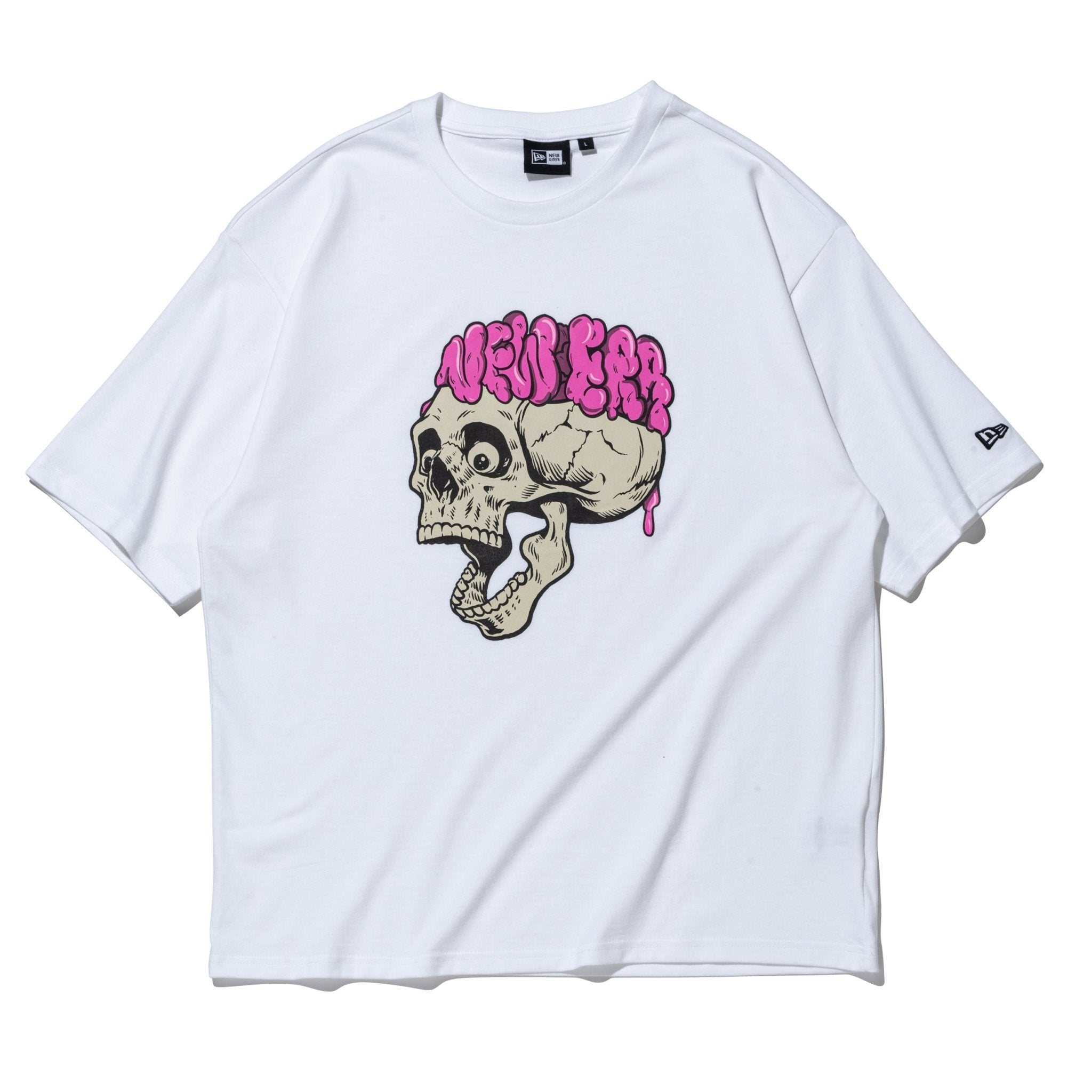 半袖 オーバーサイズド コットン Tシャツ Skull Halloween ホワイト