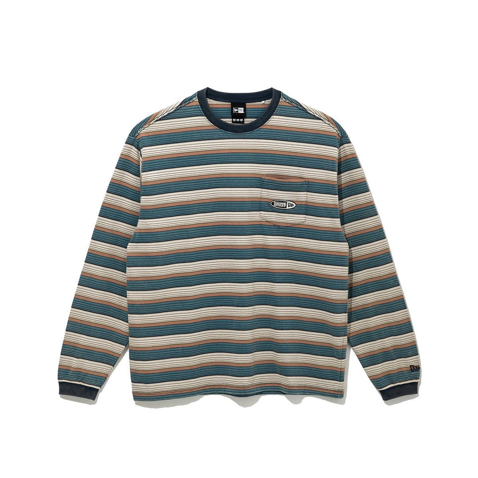 長袖 ボーダー コットン Tシャツ thisisneverthat ベージュ/ブルー
