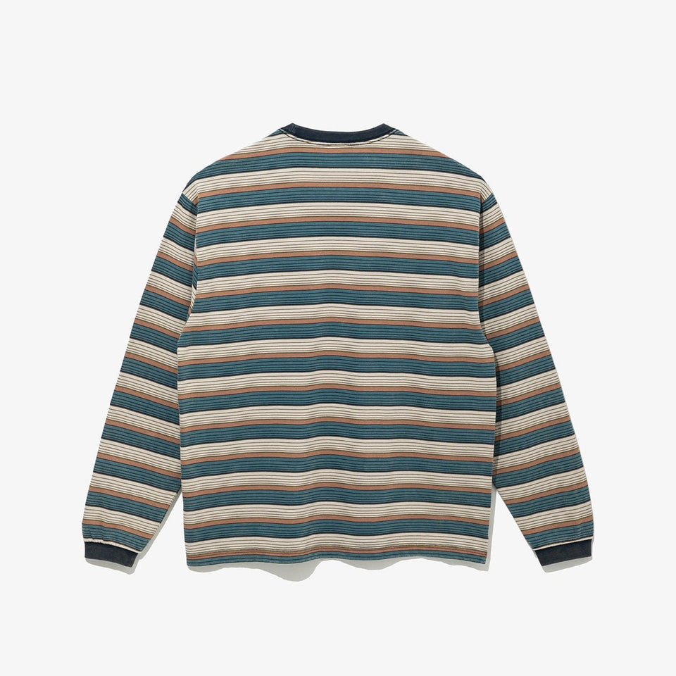 長袖 ボーダー コットン Tシャツ thisisneverthat ベージュ/ブルー