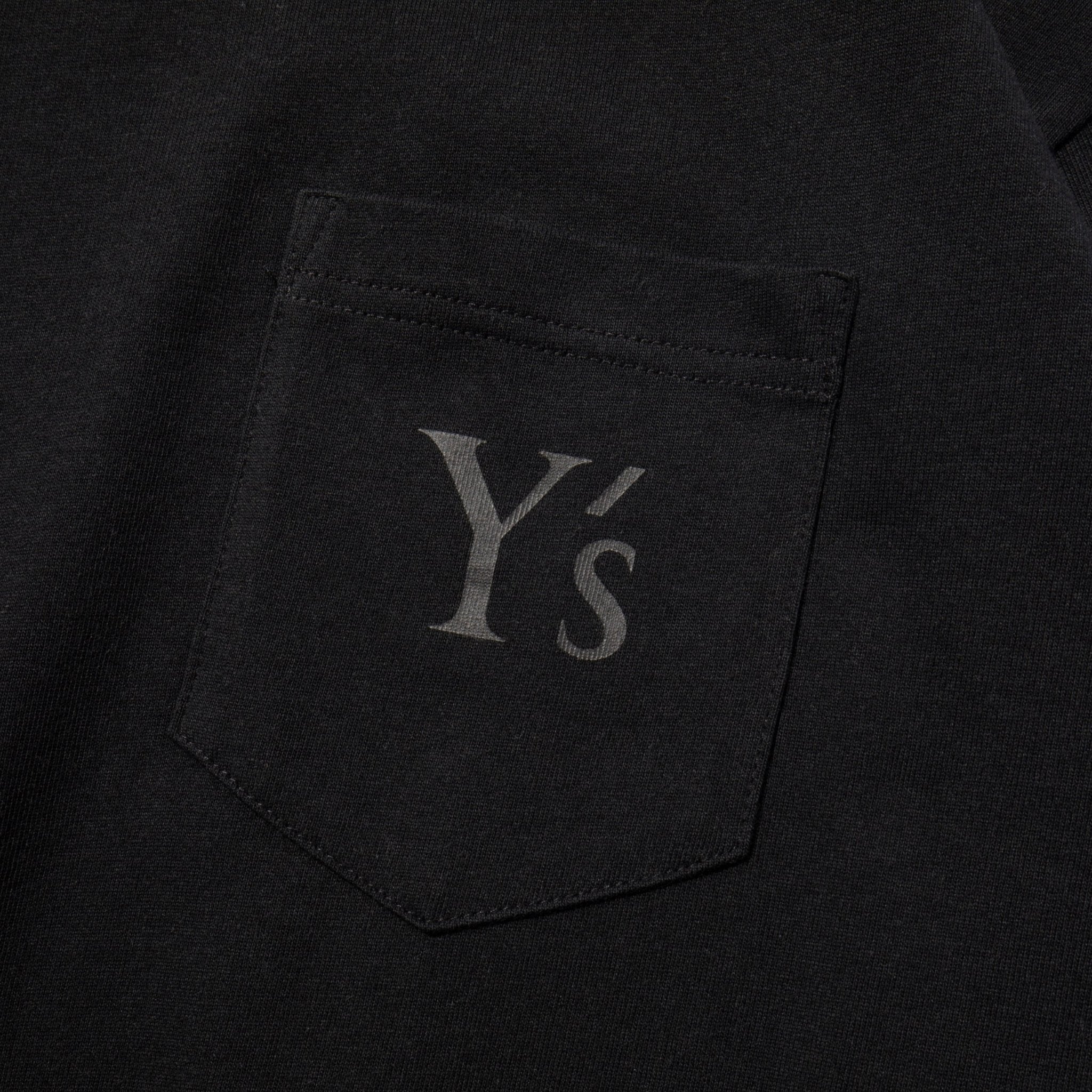 長袖 コットン ポケット Tシャツ Y's FW24 ブラック レギュラーフィット 4
