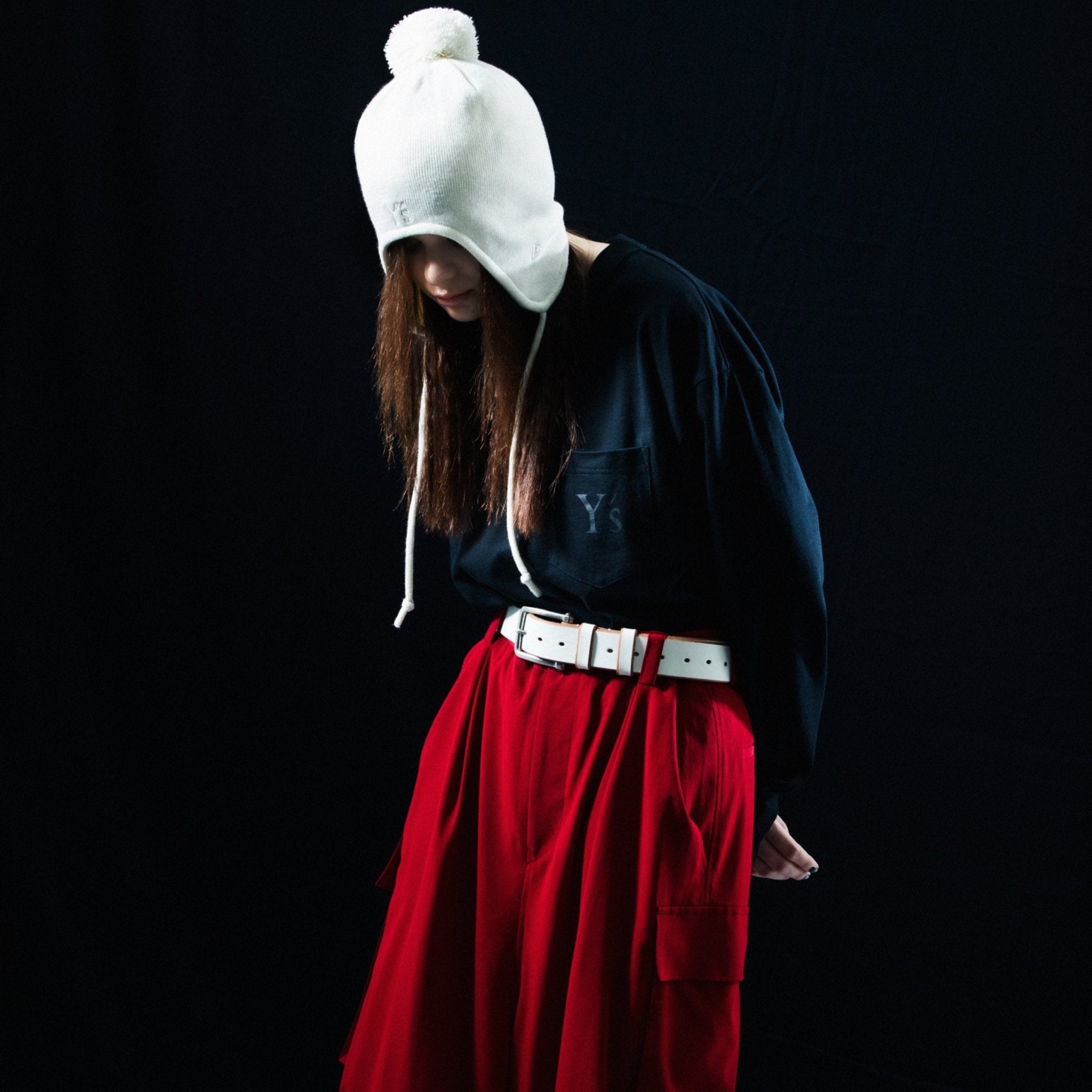 長袖 コットン ポケット Tシャツ Y's FW24 ブラック レギュラーフィット 2