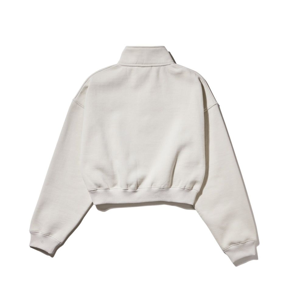 Women's ハーフジップ クロップド スウェット ストーン