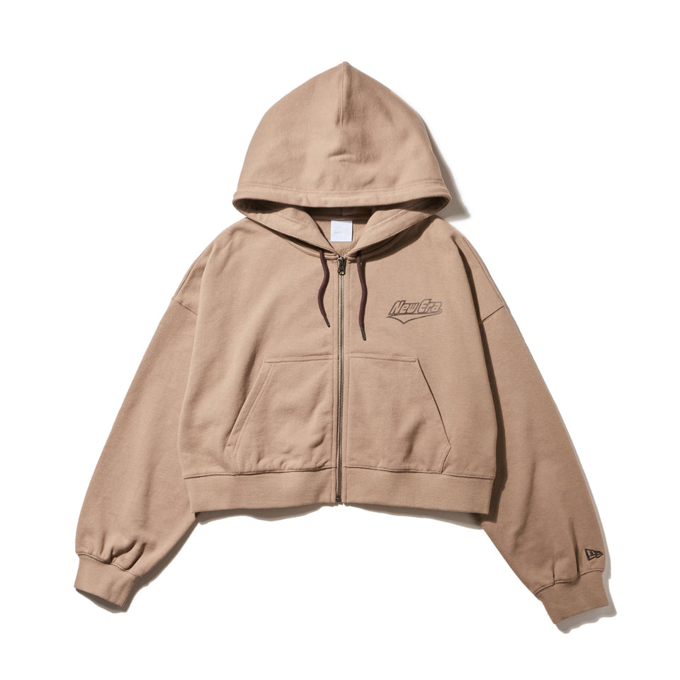 Women's クロップド スウェット フルジップフーディー ミルクティー - 14324611 - S | NEW ERA ニューエラ公式オンラインストア