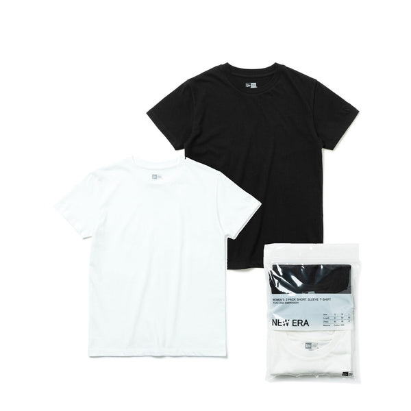 Women's 2-Pack 半袖 コットン Tシャツ ブラック/ホワイト