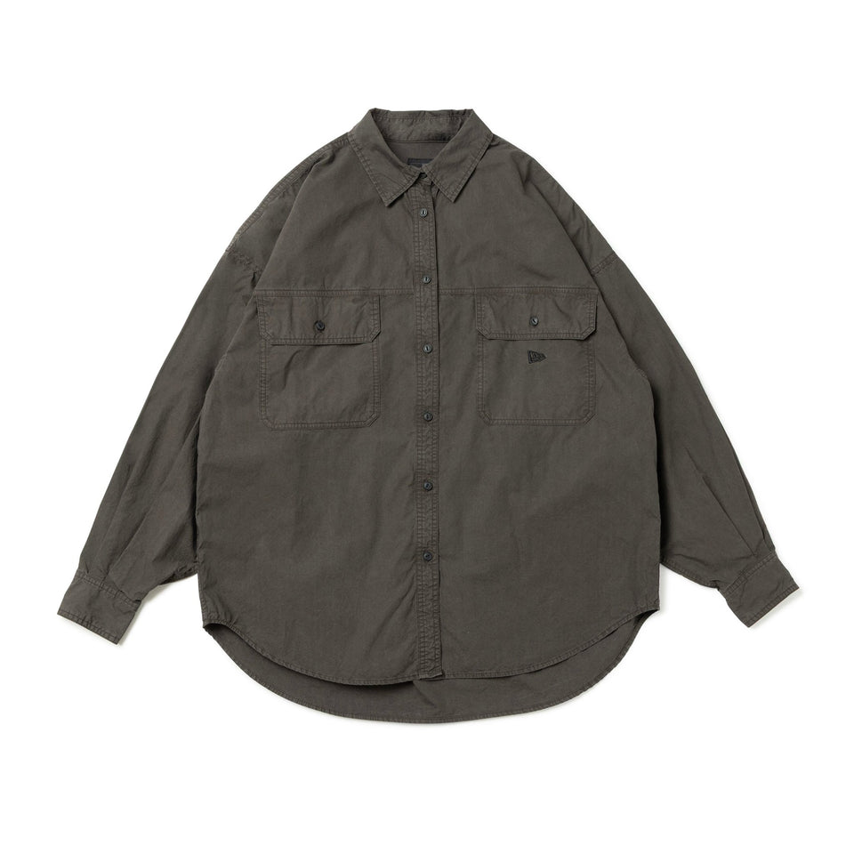 Women's 長袖 オーバーサイズド ガーメントダイ シャツ BLACK LABEL FW25 ダークブラウン - 14746875 - S | NEW ERA ニューエラ公式オンラインストア