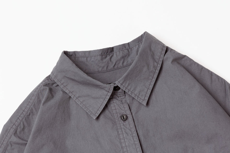 Women's 長袖 オーバーサイズド ガーメントダイ シャツ BLACK LABEL FW25 チャコール - 14746876 - S | NEW ERA ニューエラ公式オンラインストア