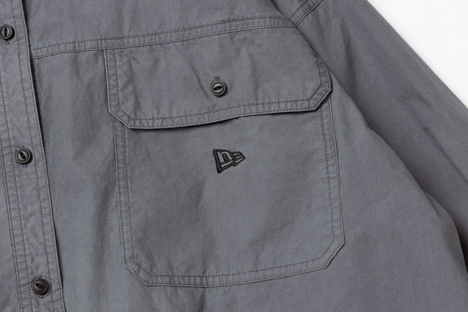 Women's 長袖 オーバーサイズド ガーメントダイ シャツ BLACK LABEL FW25 チャコール - 14746876 - S | NEW ERA ニューエラ公式オンラインストア