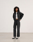 Women's 長袖 クロップド デニムシャツ BLACK LABEL FW25 ブラック - 14746882-S | NEW ERA ニューエラ公式オンラインストア