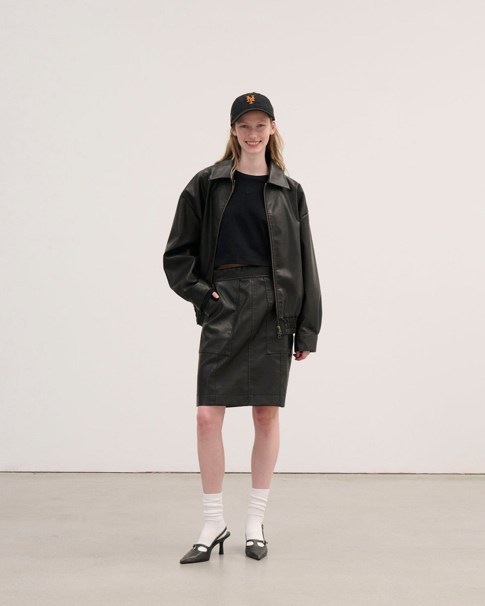 Women's シンセティックレザー ミニスカート BLACK LABEL FW25 ブラック - 14746883 - S | NEW ERA ニューエラ公式オンラインストア