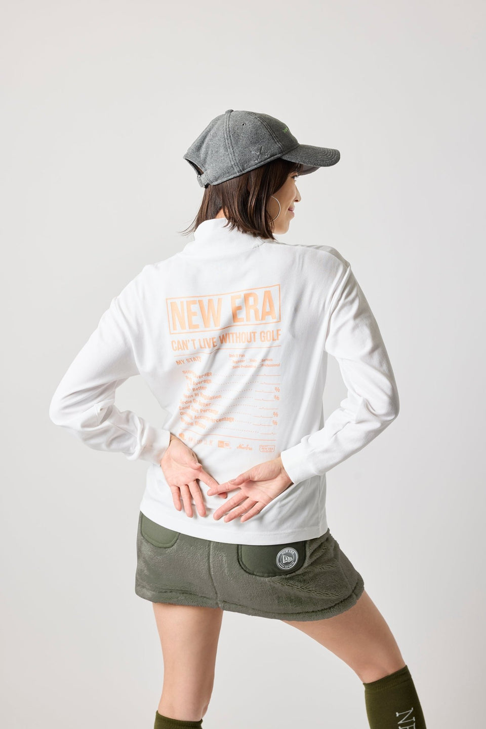 【ゴルフ】Women's ハイカラー 長袖 パフォーマンス Tシャツ スタッツ オフホワイト - 14326367 - S | NEW ERA ニューエラ公式オンラインストア