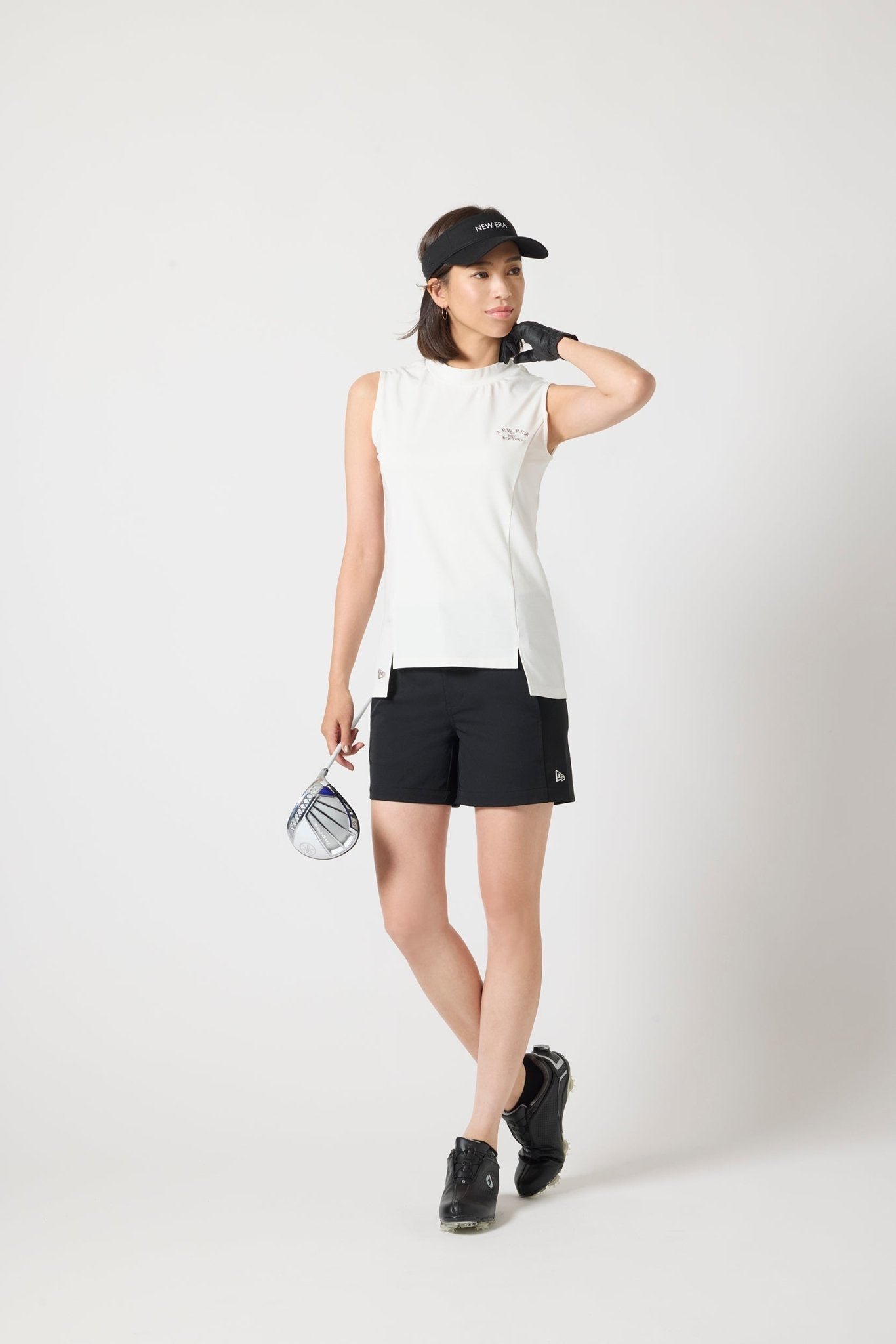 Women's ノースリーブ ミッドネック Tシャツ ホワイト | ゴルフ 2