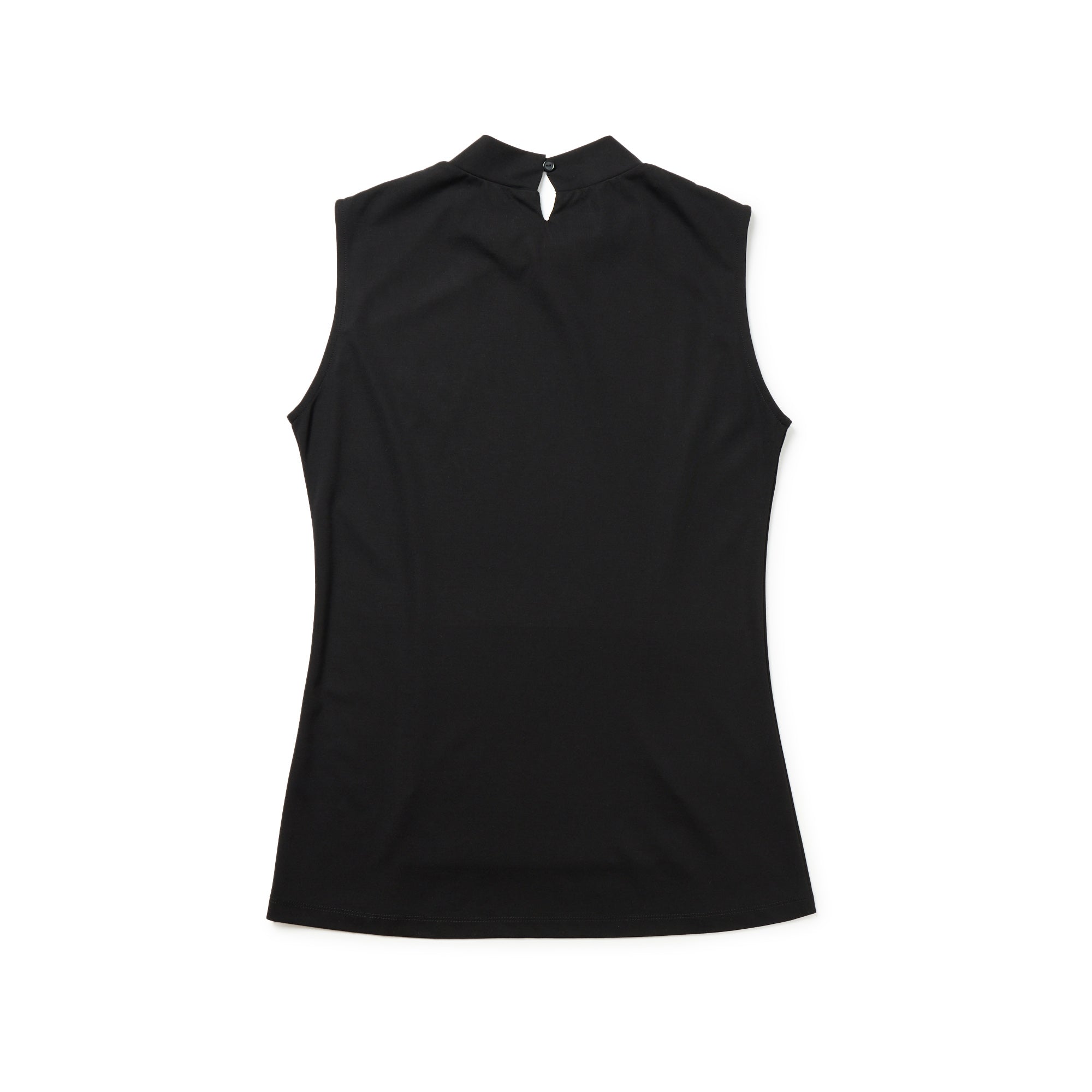 Women's ノースリーブ ミッドネック Tシャツ ブラック | ゴルフ 2