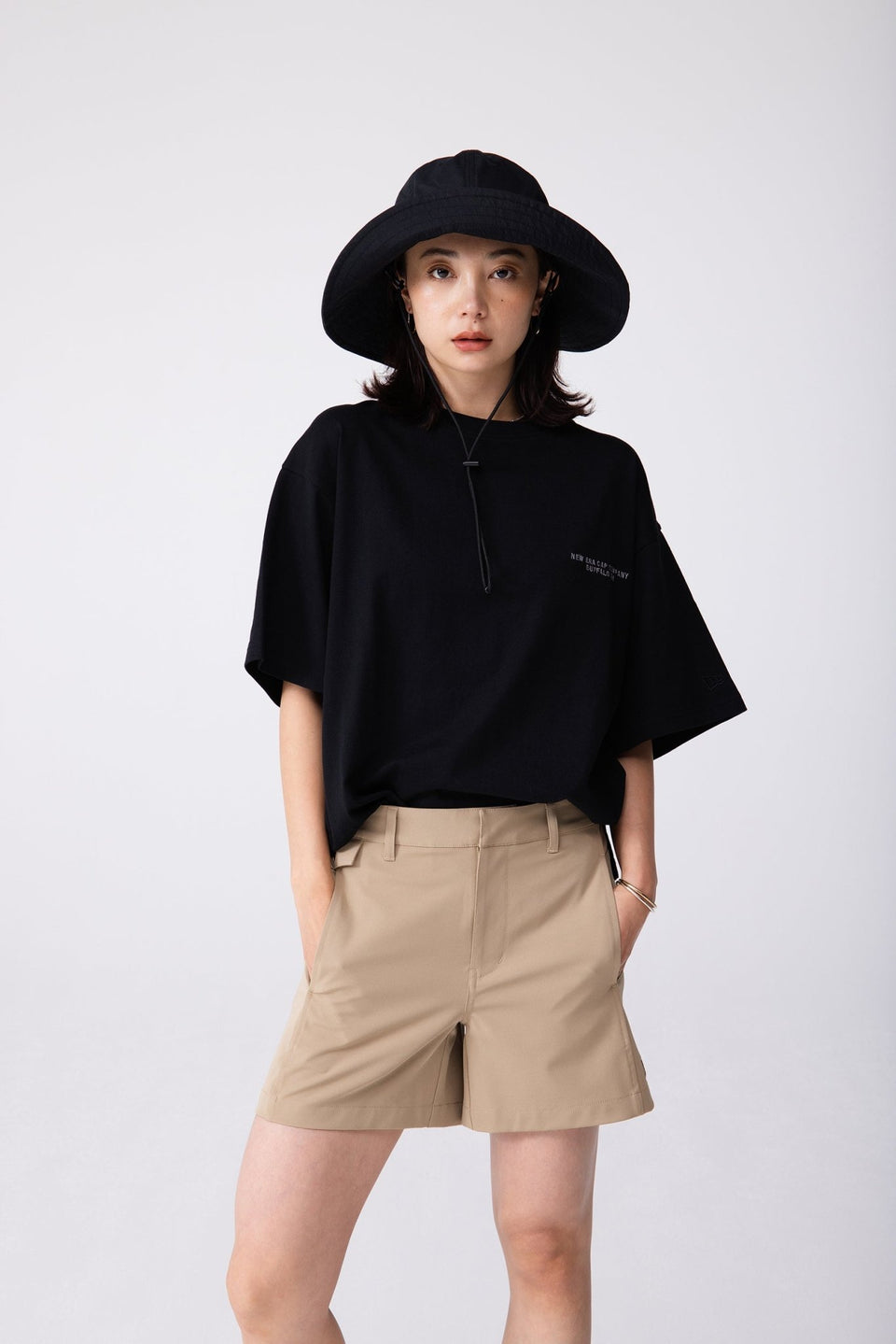 Women's 半袖 オーバーサイズド コットン Tシャツ ブラック