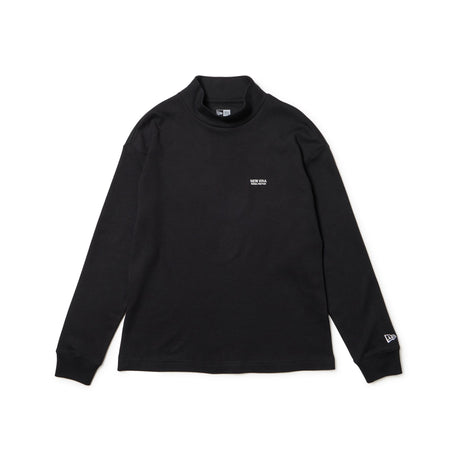 Women's 長袖 ハイネック ウォーム Tシャツ ワードロゴ ブラック