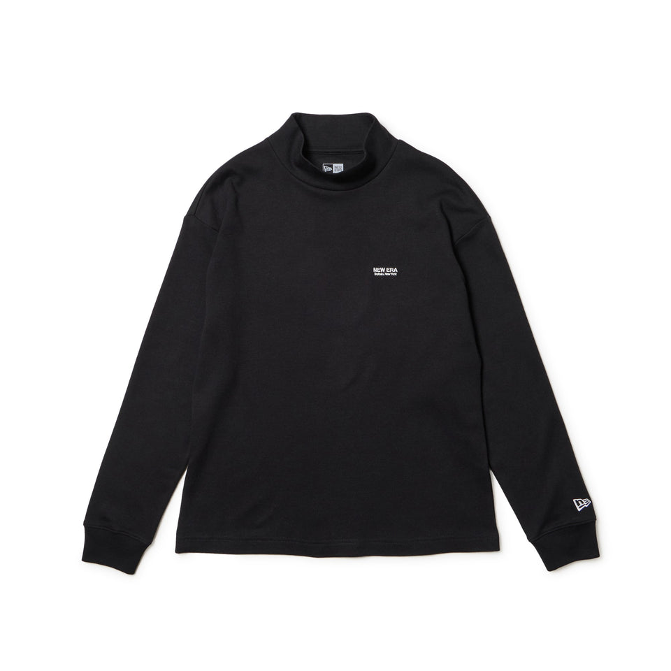 Women's 長袖 ハイネック ウォーム Tシャツ ワードロゴ ブラック