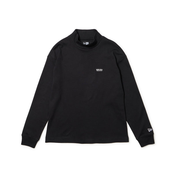 Women's 長袖 ハイネック ウォーム Tシャツ ワードロゴ ブラック