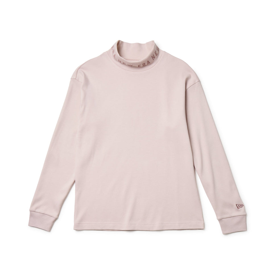 Women's 長袖 ハイネック ウォーム Tシャツ ジャカードロゴ スモーク