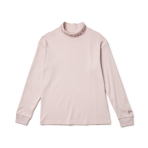 Women's 長袖 ハイネック ウォーム Tシャツ ジャカードロゴ スモーク