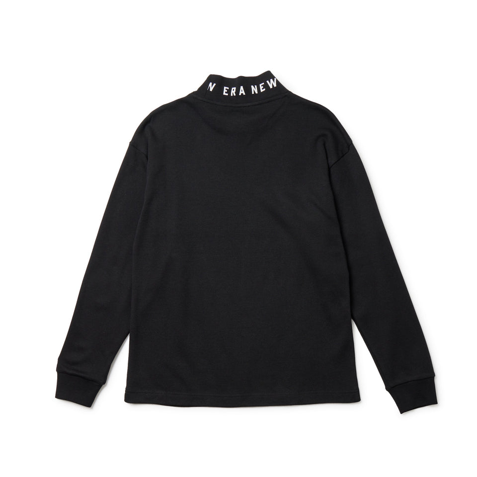 Women's 長袖 ハイネック ウォーム Tシャツ ジャカードロゴ ブラック