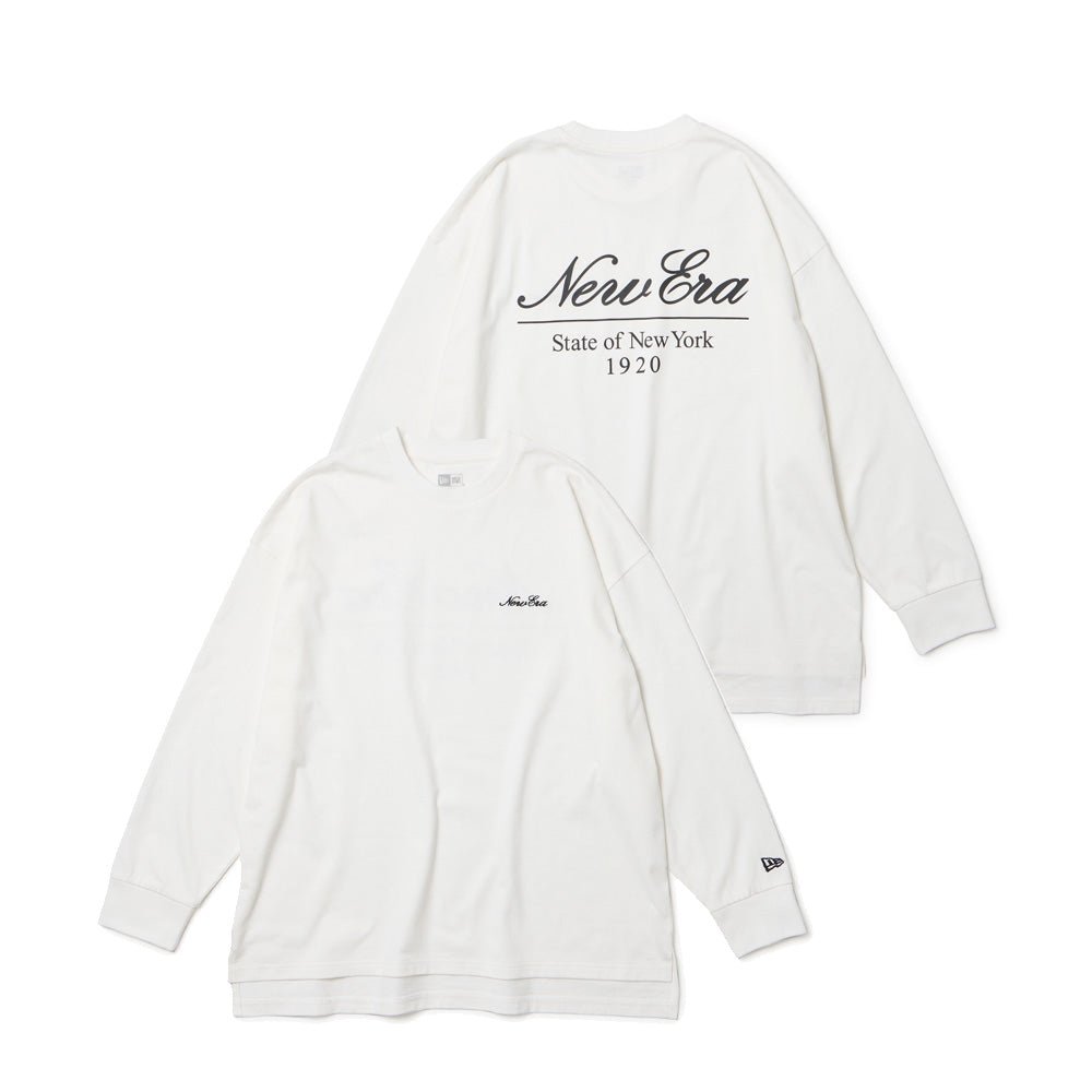 New Era ホワイト Mサイズ シャツ 長袖 オーバーサイズド コットン Tシャツ Zoom Up Logo ホワイト