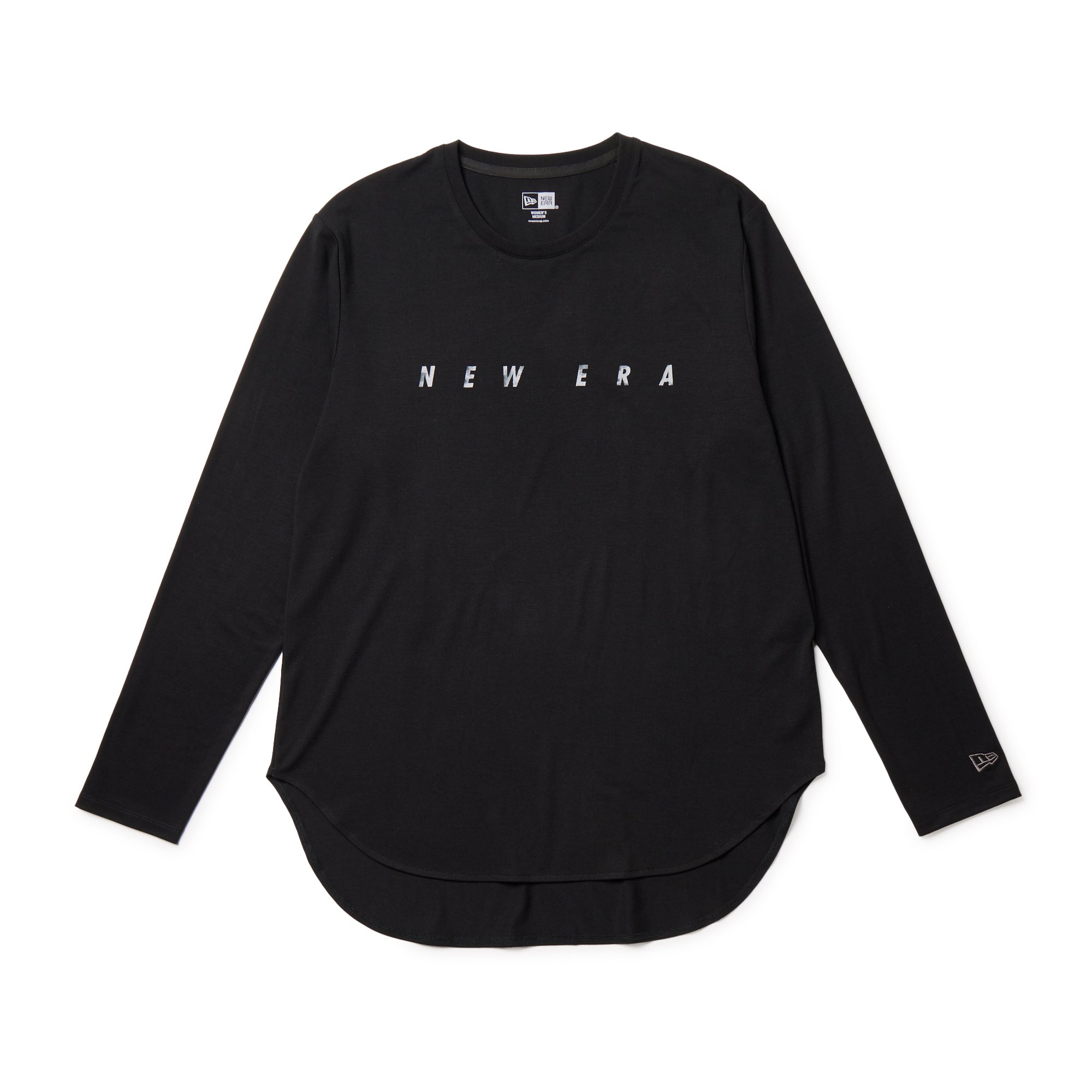 Women's 長袖 ラウンドヘム Tシャツ ブラック | パフォーマンス