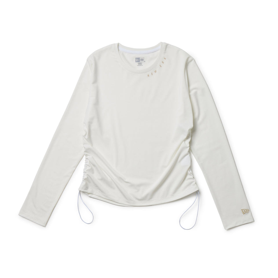ホワイト クロップド長袖Tシャツ T.japan Women's 長袖 サイドストリング Tシャツ オフホワイト