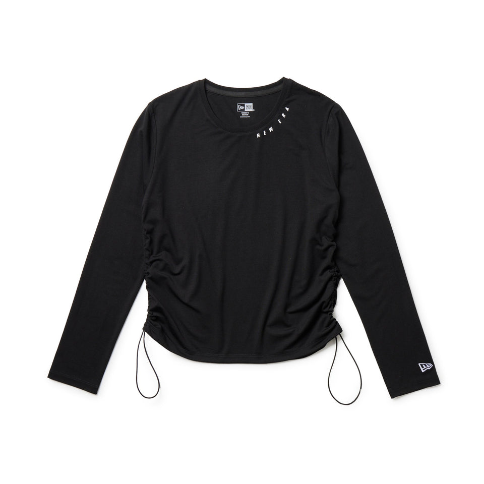 Women's 長袖 サイドストリング Tシャツ ブラック
