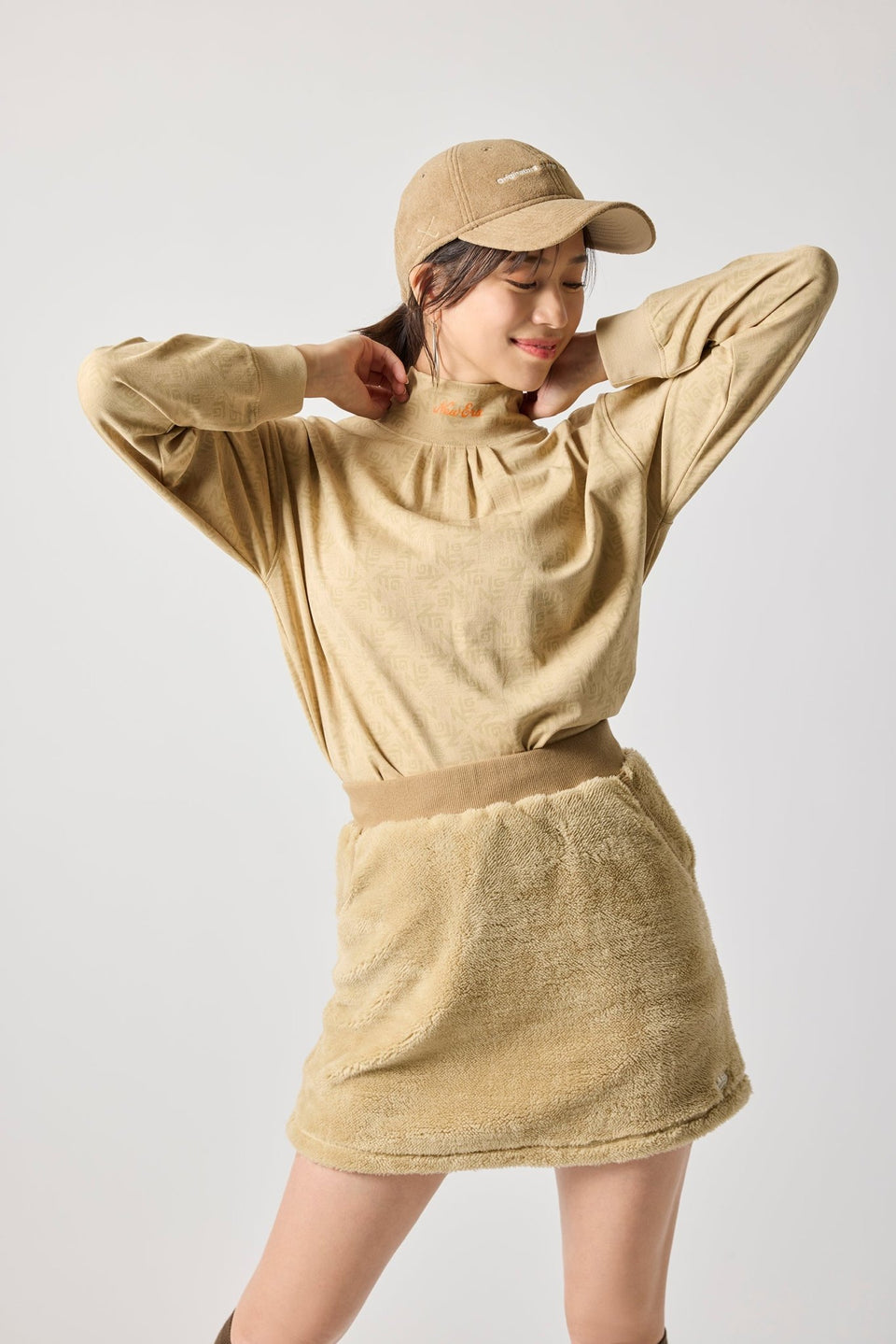 Women's 長袖 ハイカラー パフォーマンス Tシャツ All Over