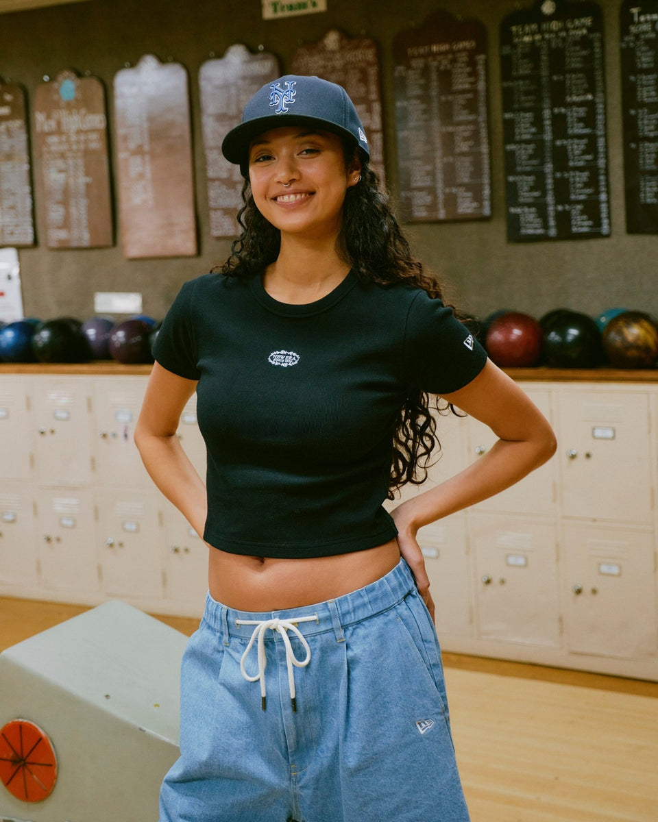 Women's 半袖 クロップド リブTシャツ BLACK LABEL SS25 ブラック - 14666329 - S | NEW ERA ニューエラ公式オンラインストア