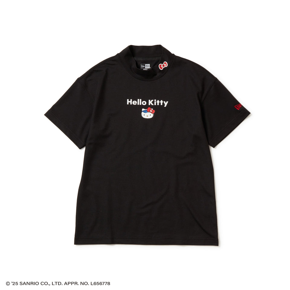 Women's 半袖 ミッドネック Tシャツ HELLO KITTY ブラック