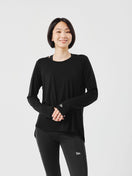 Women's 長袖 バックスリット Tシャツ Vertical Logo ブラック | パフォーマンスアパレル - 14674732 - S | NEW ERA ニューエラ公式オンラインストア