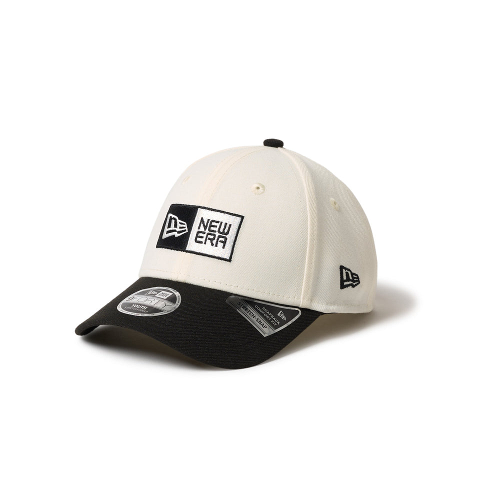 キッズ Youth 9FORTY ストレッチスナップ ボックスロゴ クロームホワイト/ブラック - 14671597-YTH | NEW ERA ニューエラ公式オンラインストア