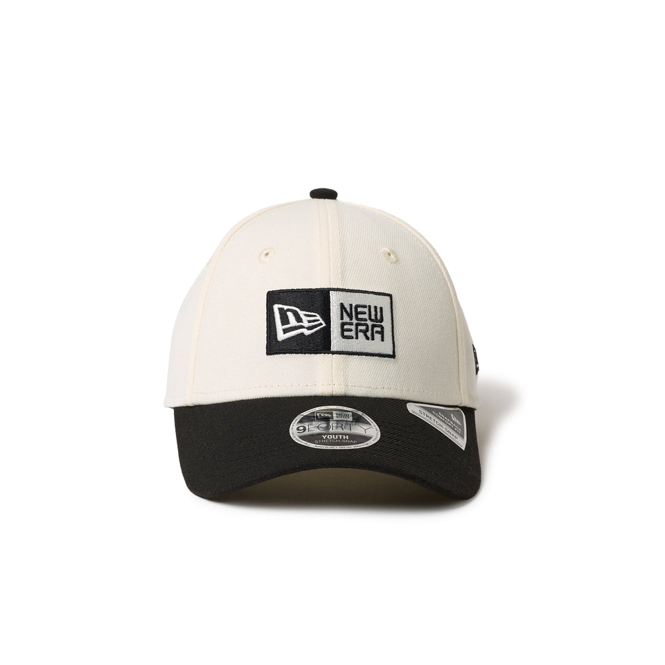 キッズ Youth 9FORTY ストレッチスナップ ボックスロゴ クロームホワイト/ブラック - 14671597-YTH | NEW ERA ニューエラ公式オンラインストア