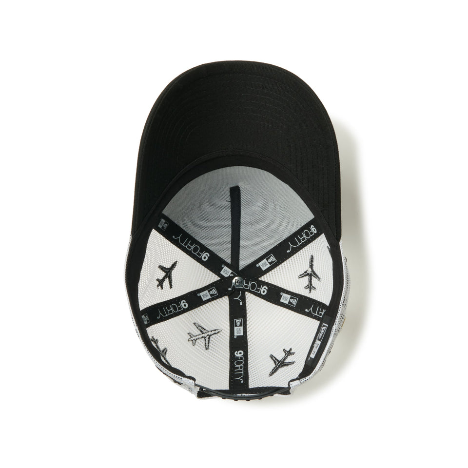 キッズ Youth 9FORTY A - Frame トラッカー Mesh Embroidery 飛行機 ブラック/ホワイト - 14392028 - YTH | NEW ERA ニューエラ公式オンラインストア