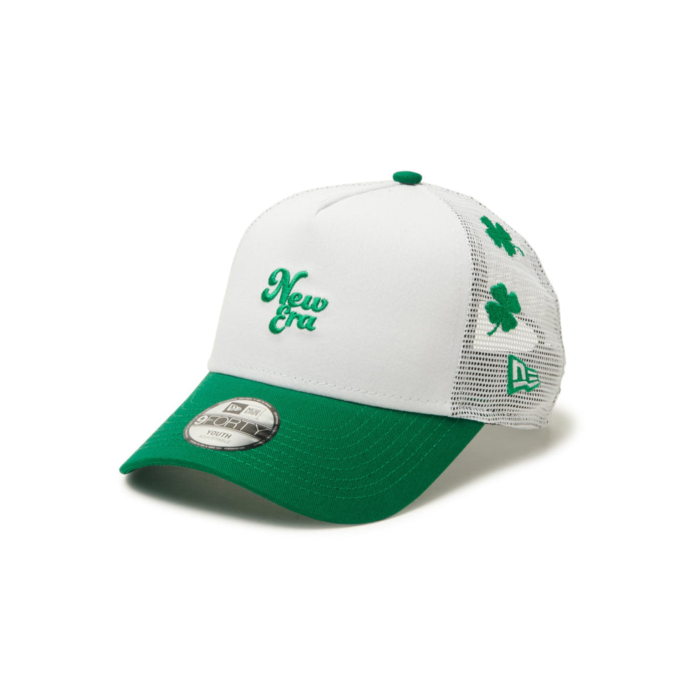 キッズ Youth 9FORTY A - Frame トラッカー Mesh Embroidery クローバー ホワイト/ケリーグリーン - 14392029 - YTH | NEW ERA ニューエラ公式オンラインストア