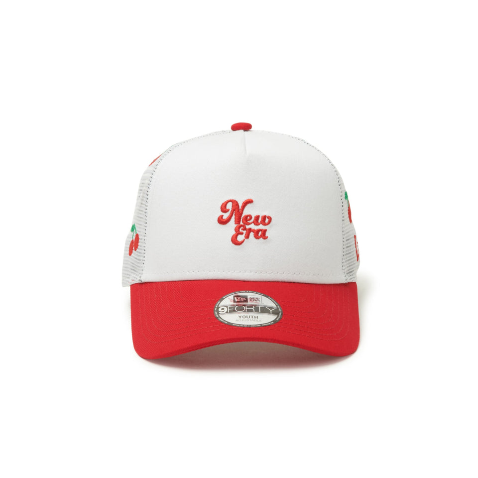 キッズ Youth 9FORTY A - Frame トラッカー Mesh Embroidery チェリー ホワイト/スカーレット - 14392030 - YTH | NEW ERA ニューエラ公式オンラインストア