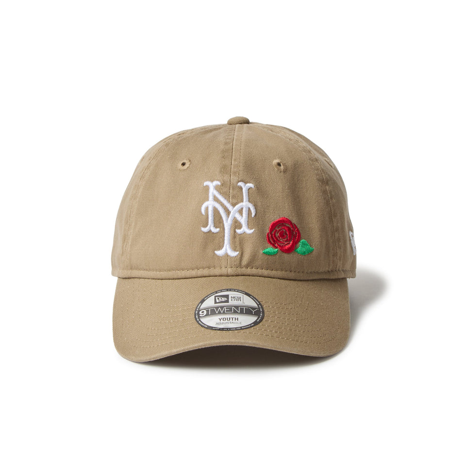 キッズ Youth 9TWENTY ローズ エンブロイダリー ニューヨーク･メッツ ブリティッシュカーキ - 14671552-YTH | NEW ERA ニューエラ公式オンラインストア