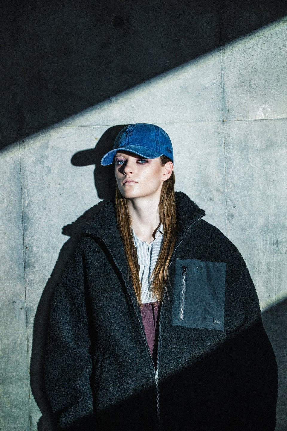 ポケット付きボアジップブルゾン　ブラック ボアブルゾン Y's FW25 レザーパッチ ブラック | ニューエラ