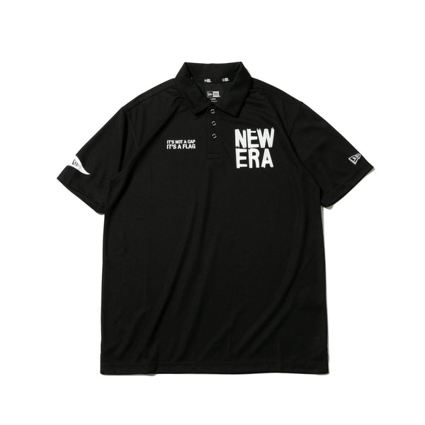 極美品 NEWERA GOLF マルチロゴ ショートスリーブ ポロシャツ　黒 半袖 ポロシャツ 鹿の子 マルチロゴ ブラック | ゴルフ