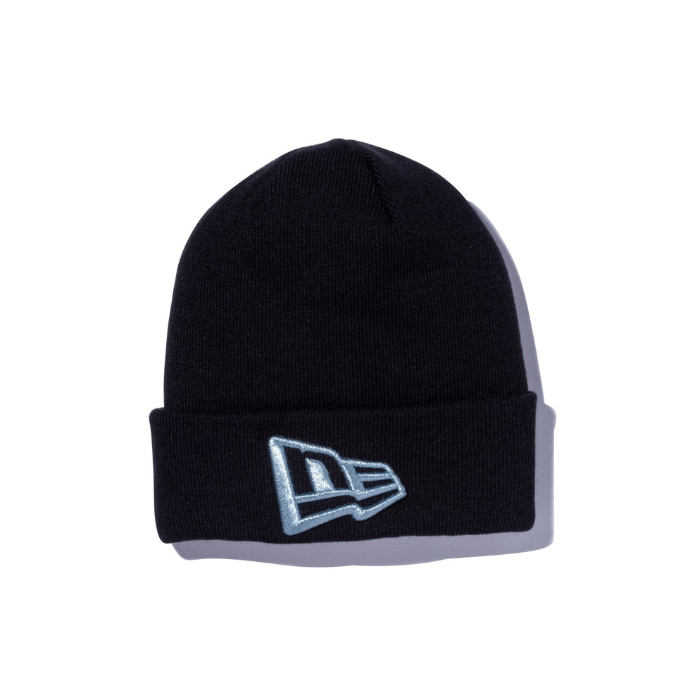 ベーシック カフニット ビッグロゴ ブラック × メタリックシルバー - 12854543-OSFM | NEW ERA ニューエラ公式オンラインストア