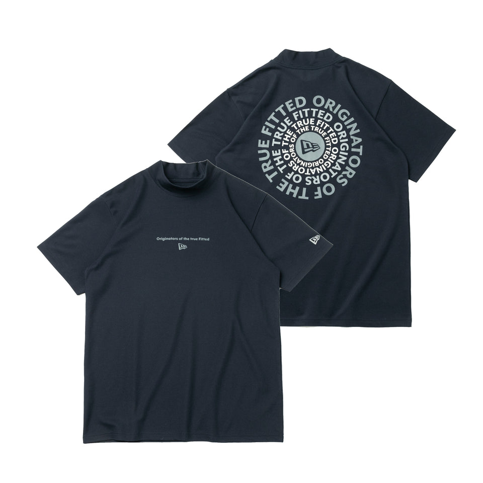 【ゴルフ】 ミドルネック 半袖 鹿の子 Tシャツ Originators of the True Fitted サークルロゴ ネイビー