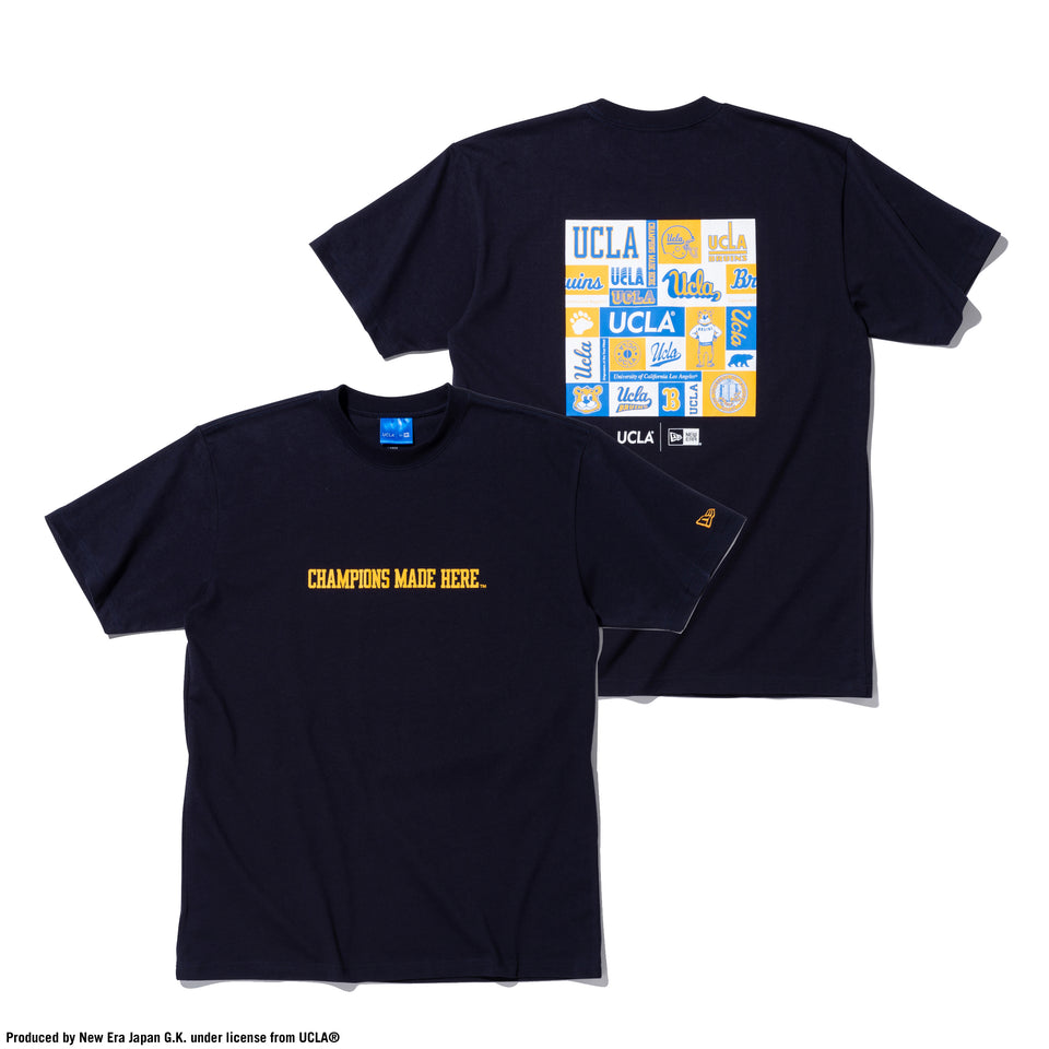 半袖 コットン Tシャツ UCLA ミックスロゴ ネイビー × メリットゴールド