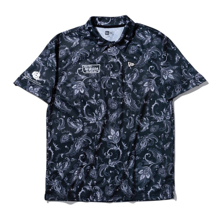 【極美品】ニューエラゴルフ　ラバーロゴ　ペイズリー柄　ポロシャツ　黒　M 13682115-s-new-era-