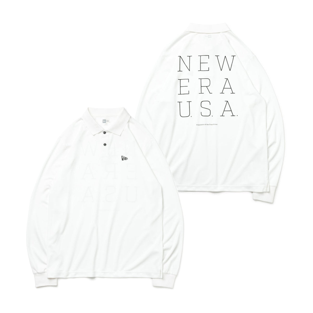 ニューエラ　ゴルフ　カノコ長袖ポロシャツ　Lサイズ　ホワイト NEW ERA GOLF】長袖 鹿の子ボタンダウン ポロシャツ ボックスロゴ