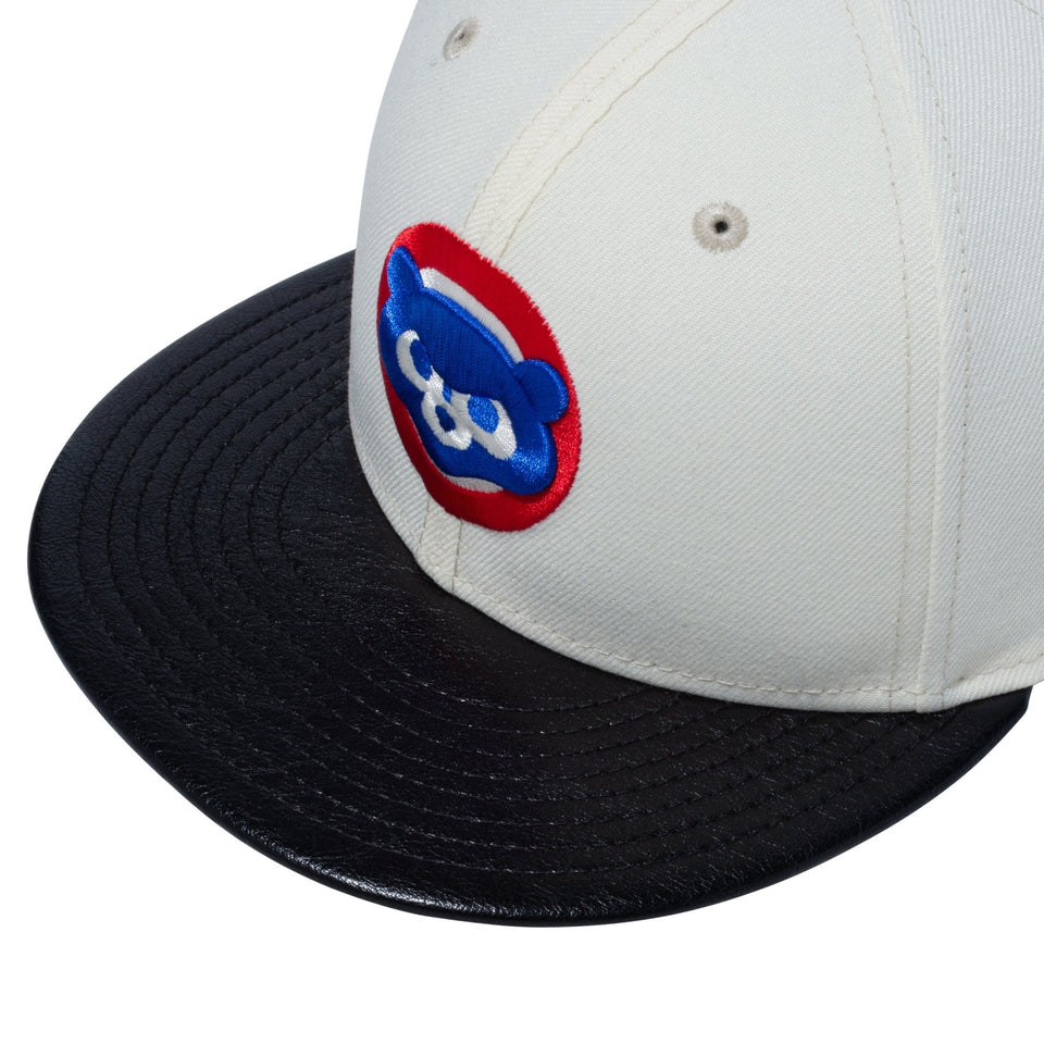 59FIFTY Leather Visor シカゴ・カブス クロームホワイト ブラックレザー - 14135946-700 | NEW ERA ニューエラ公式オンラインストア