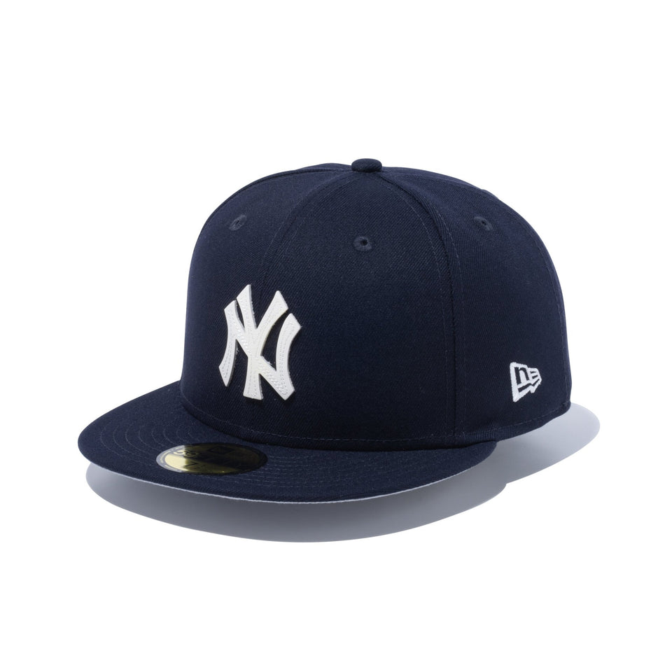 59FIFTY MLB Leather Logo ニューヨーク・ヤンキース ネイビー ...