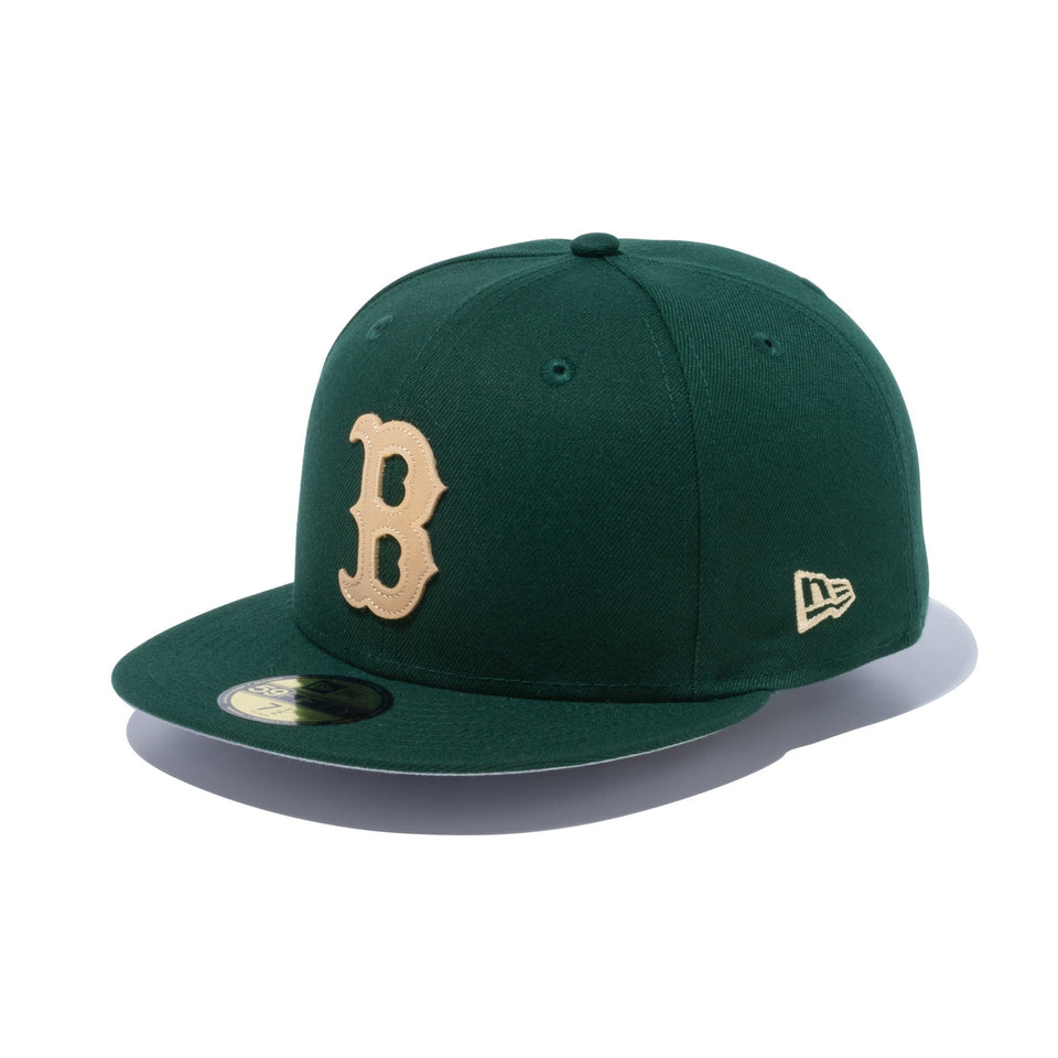 59FIFTY MLB Leather Logo ボストン・レッドソックス ダークグリーン - 13751170-700 | NEW ERA ニューエラ公式オンラインストア