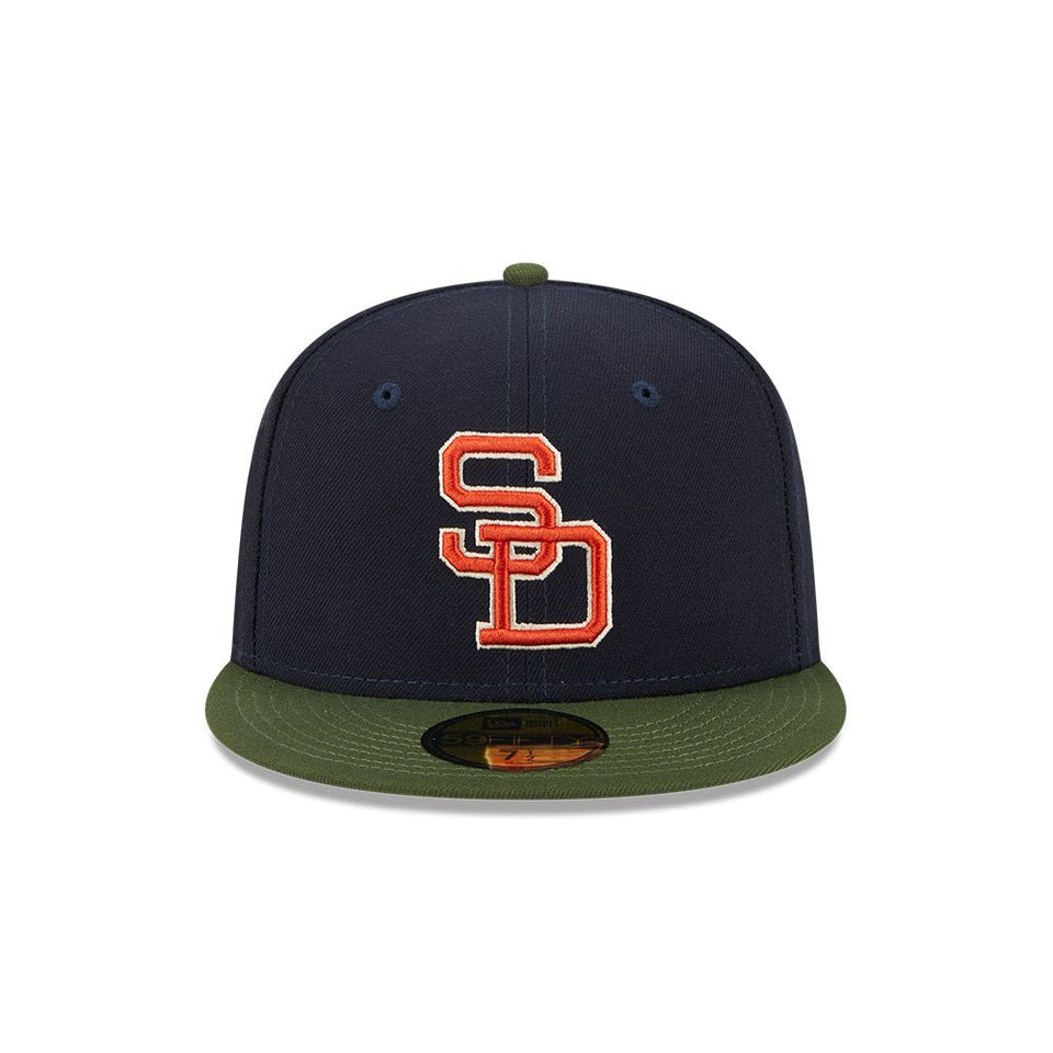 59FIFTY MLB Sprouted サンディエゴ・パドレス クーパーズタウン ネイビー モスグリーンバイザー