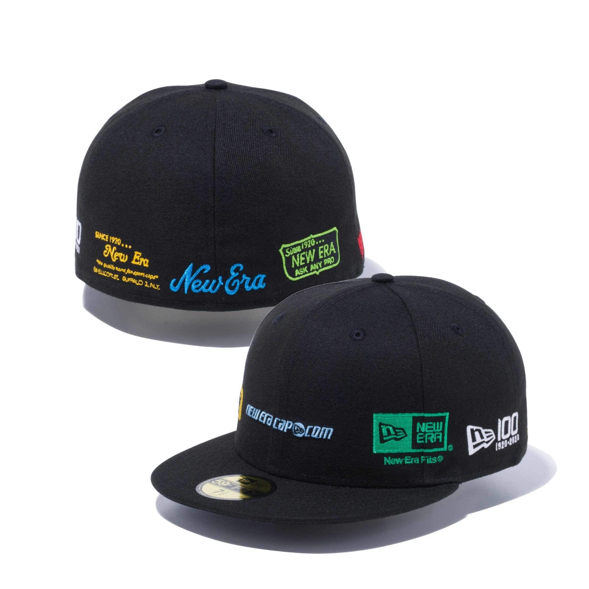 59FIFTY NEW ERA 100th Anniversary オールドロゴ 100周年ロゴ ブラック × マルチカラー