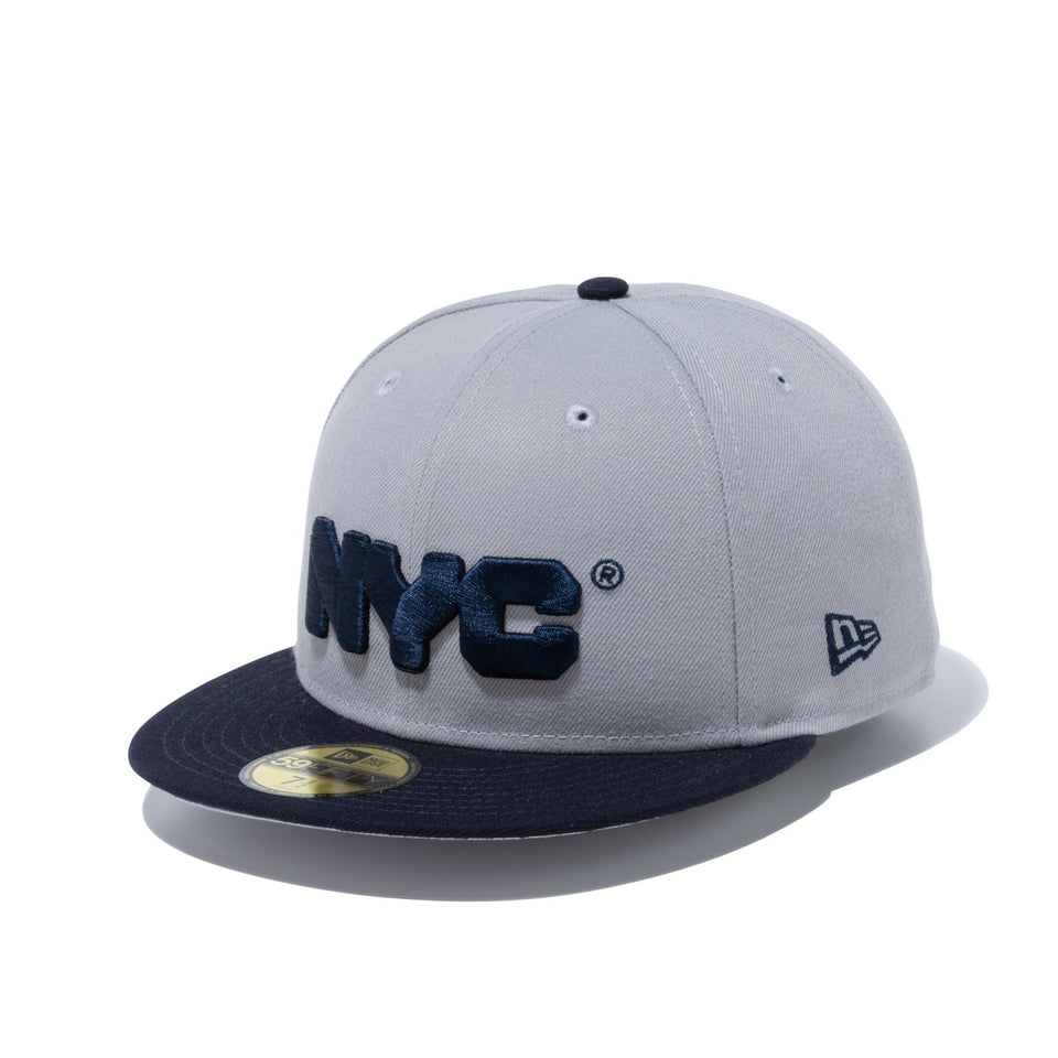 59FIFTY NYC チャンキーロゴ グレー ネイビーバイザー - 12864509-700 | NEW ERA ニューエラ公式オンラインストア